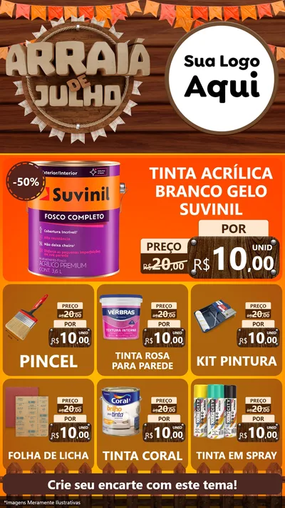 Modelo de Rede Social para Stories com o tema Arraiá de Julho - Junina para Tintas e Ferramentas