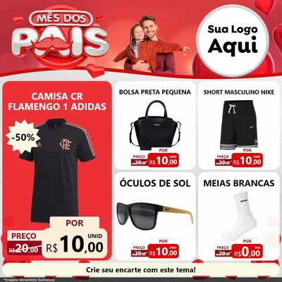 Modelo de Rede Social para Feed Facebook com o tema Mês dos Pais para Roupas e acessórios