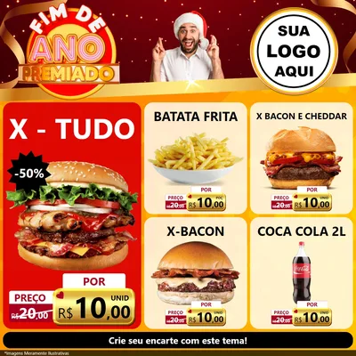 Modelo de Rede Social para Feed Facebook com o tema Fim de Ano Premiado para Hamburgueria