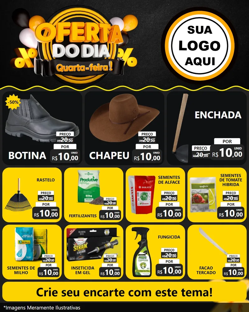 Modelo de Rede Social para Feed Instagram com o tema Oferta do Dia - Quarta Feira! para Agropecuária