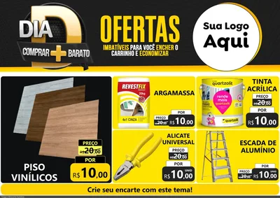 Modelo de Encarte para Encarte A4 Horizontal com o tema Dia D Mais Economia para Material para Construção