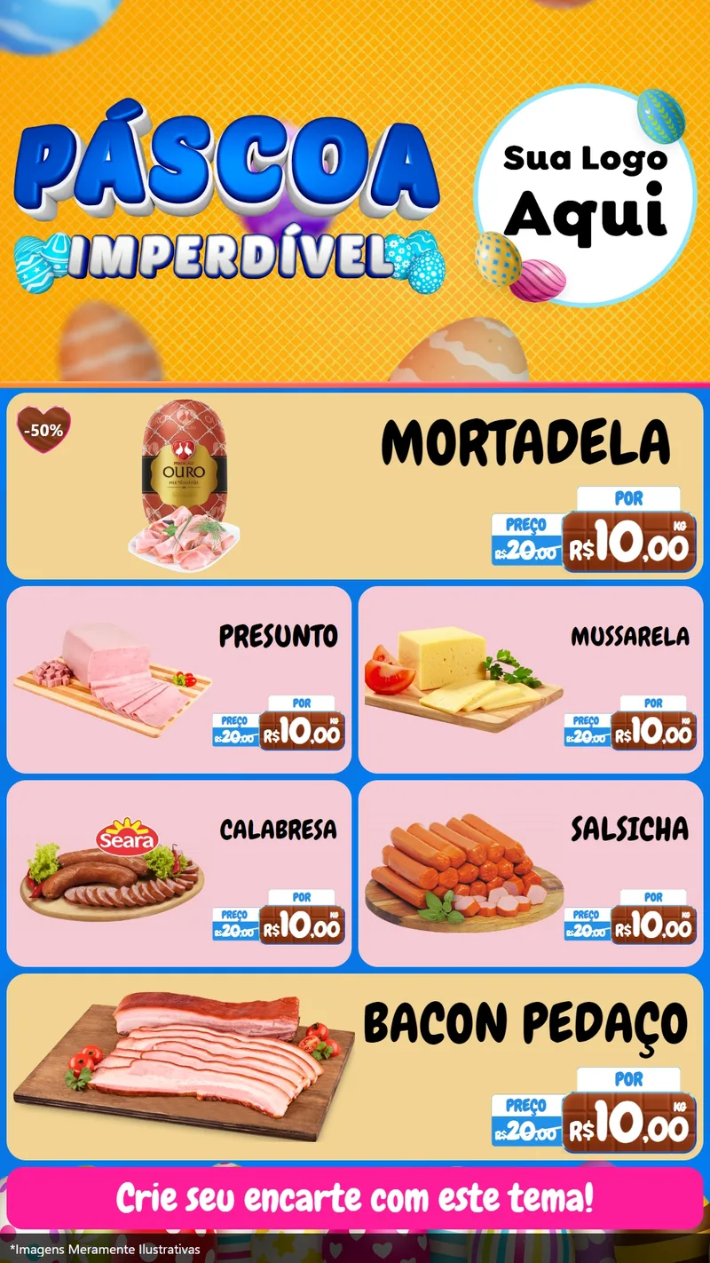 Modelo de TV para TV Vertical com o tema Páscoa Imperdível para Frios e Laticínios