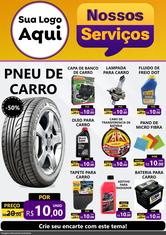 Modelo de Encarte para Encarte A4 Vertical com o tema Nossos Serviços para Auto peças