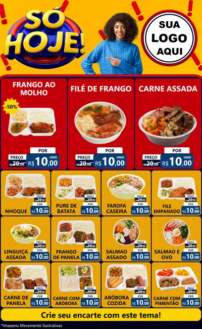 Modelo de Encarte para Encarte Grande com o tema Só Hoje! para Restaurante