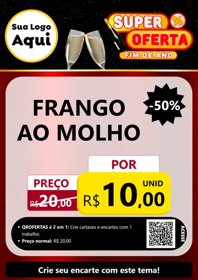 Modelo de Cartaz para Cartaz A4 Vertical com o tema Super Oferta Fim de Ano para Restaurante