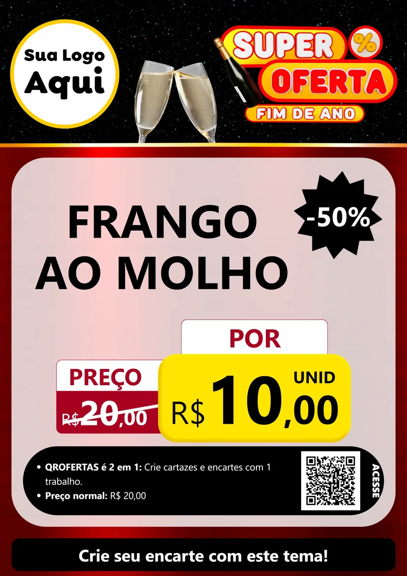 Modelo de Cartaz para Cartaz A4 Vertical com o tema Super Oferta Fim de Ano para Restaurante