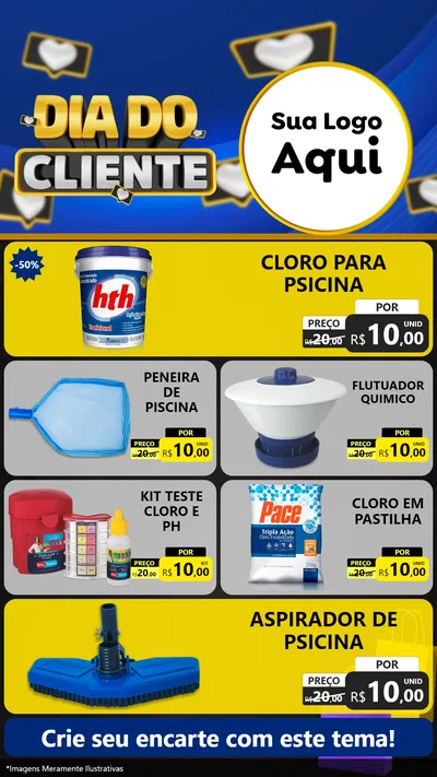 Modelo de TV para TV Vertical com o tema Dia Do Cliente para Produtos para Piscina
