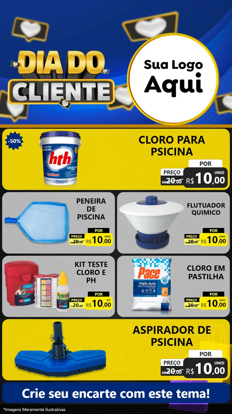 Modelo de TV para TV Vertical com o tema Dia Do Cliente para Produtos para Piscina