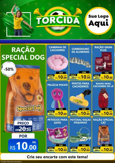 Modelo de Encarte para Encarte A4 Vertical com o tema Torcida para Pet Shop