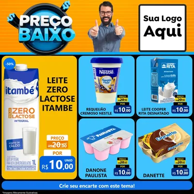 Modelo de Rede Social para Feed Facebook com o tema Preço Baixo para Frios e Laticínios