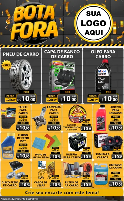 Modelo de Encarte para Encarte Grande com o tema Bota Fora para Auto peças