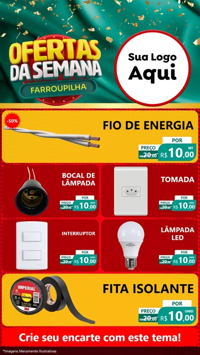 Modelo de TV para TV Vertical com o tema Ofertas da Semana Farroupilha para Materiais Elétricos