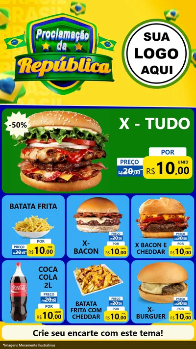 Modelo de Rede Social para Stories com o tema Proclamação da República para Hamburgueria