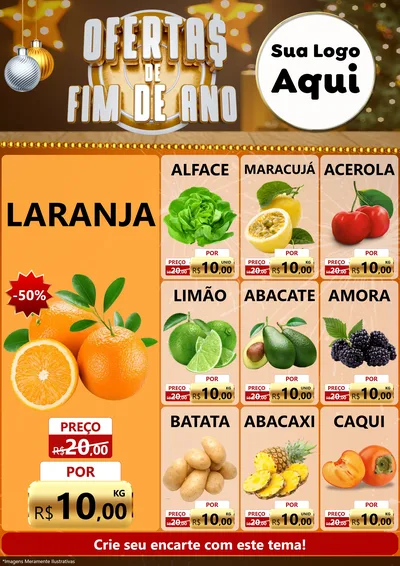 Modelo de Encarte para Encarte A4 Vertical com o tema Ofertas de Fim de Ano para Hortifrúti