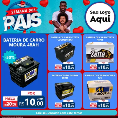 Modelo de Rede Social para Feed Facebook com o tema Semana Dos Pais para Baterias Elétricas