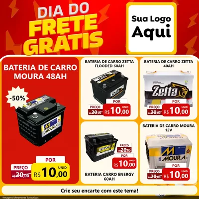 Modelo de Rede Social para Feed Facebook com o tema Dia do Frete Grátis para Baterias Elétricas