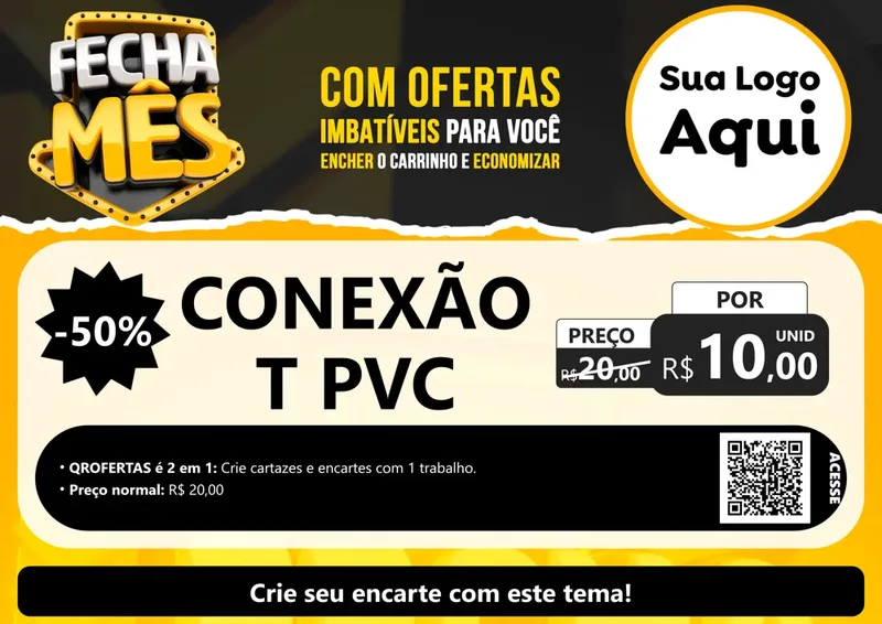 Modelo de Cartaz para Cartaz A4 Horizontal com o tema Fecha Mês para Tubos e conexões