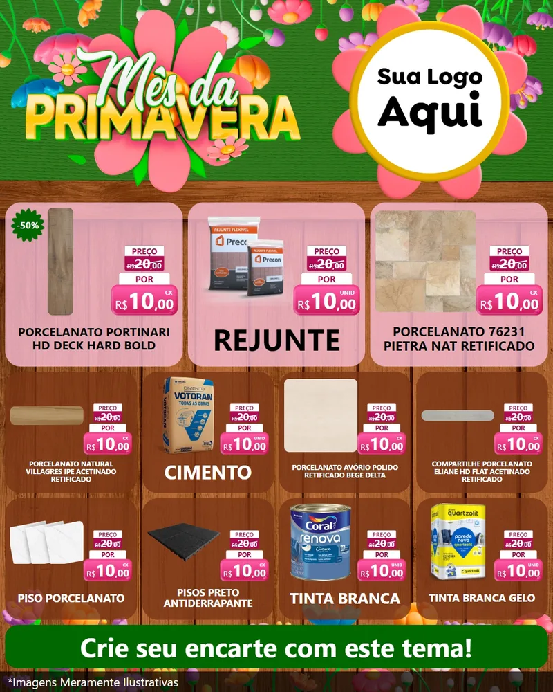 Modelo de Rede Social para Feed Instagram com o tema Mês da Primavera para Pisos e revestimentos