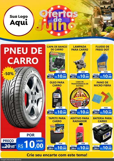 Modelo de Encarte para Encarte A4 Vertical com o tema Ofertas de Julho para Auto peças