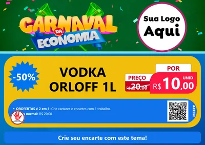 Modelo de Cartaz para Cartaz A4 Horizontal com o tema Carnaval da Economia para Distribuidora de bebidas