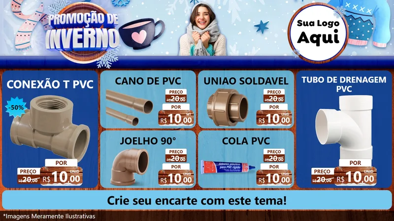 Modelo de TV para TV Horizontal com o tema Promoção de Inverno para Tubos e conexões