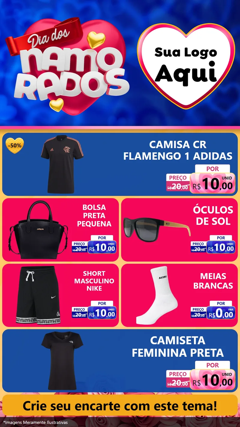 Modelo de TV para TV Vertical com o tema Dia dos namorados para Roupas e acessórios