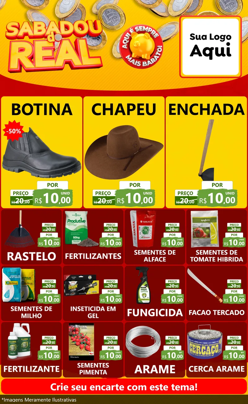 Modelo de Encarte para Encarte Grande com o tema Sabadou do Real para Agropecuária