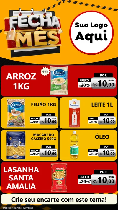 Modelo de TV para TV Vertical com o tema Fecha Mês para Supermercado