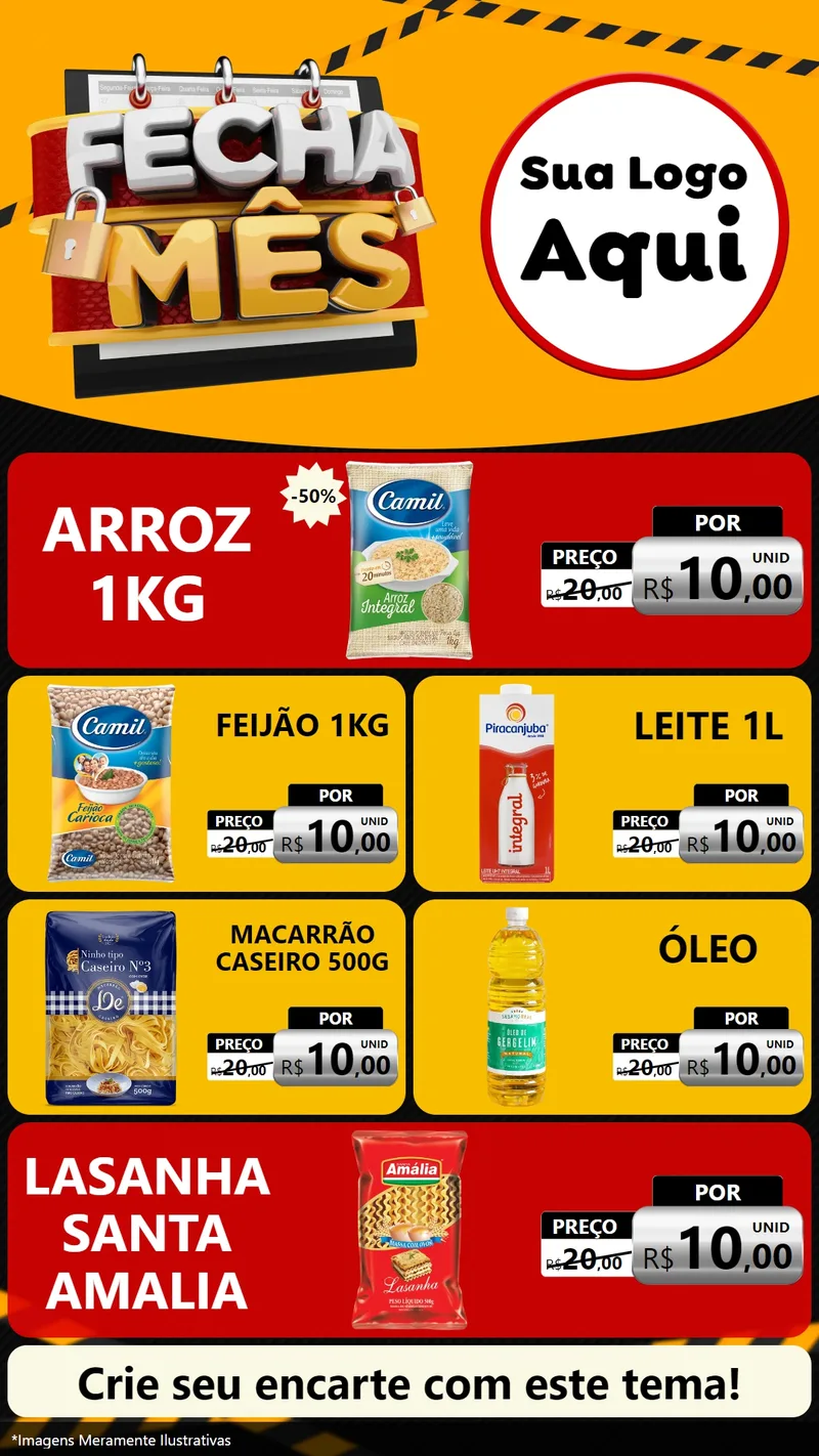 Modelo de TV para TV Vertical com o tema Fecha Mês para Supermercado