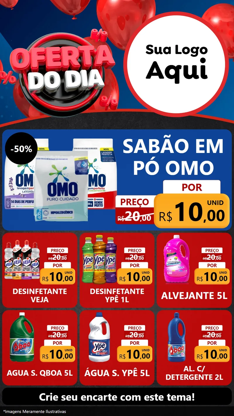 Modelo de Rede Social para Stories com o tema Oferta do Dia para Produtos de Limpeza
