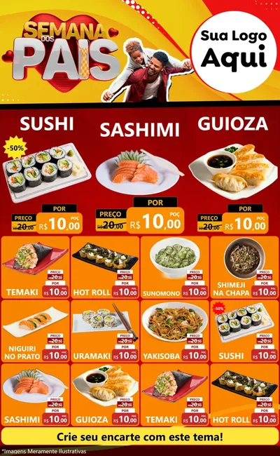 Modelo de Encarte para Encarte Grande com o tema Semana Dos Pais para Comida japonesa