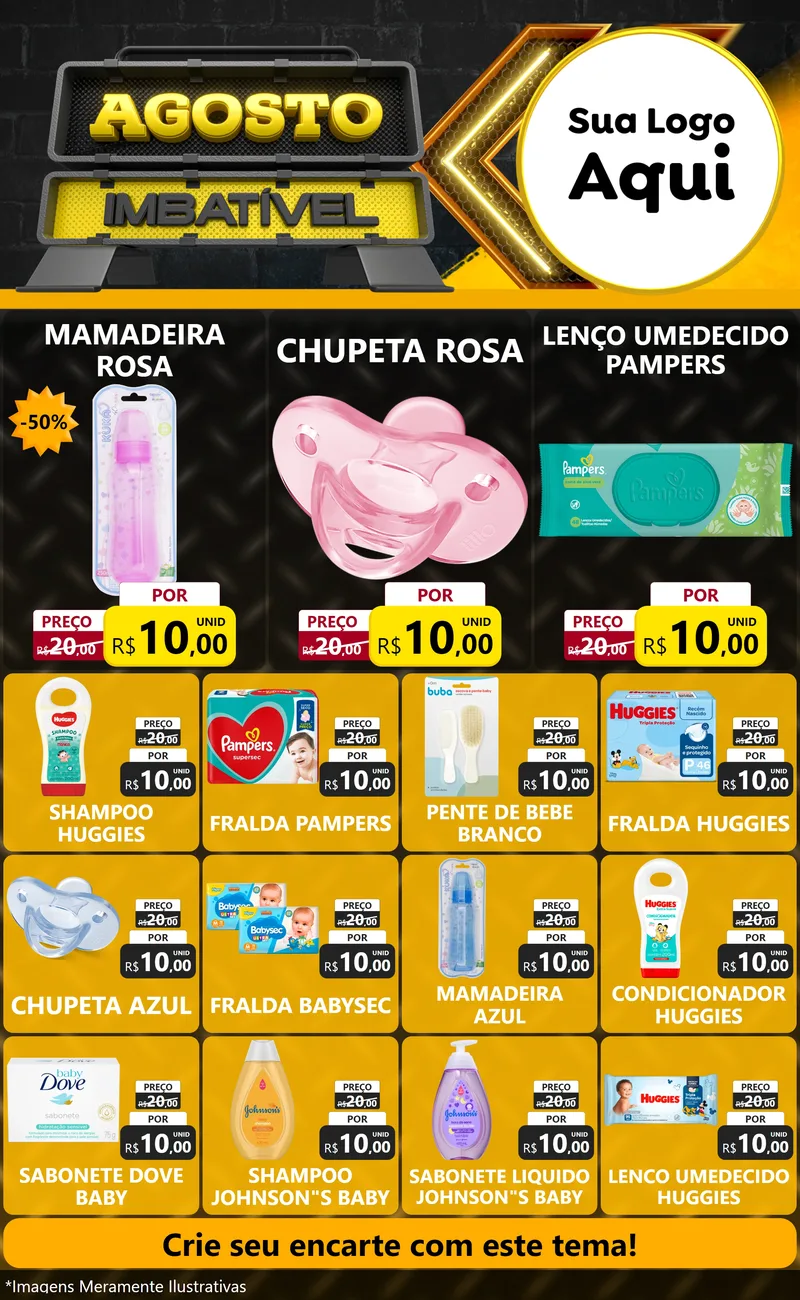 Modelo de Encarte para Encarte Grande com o tema Agosto Imbatível para Bebês