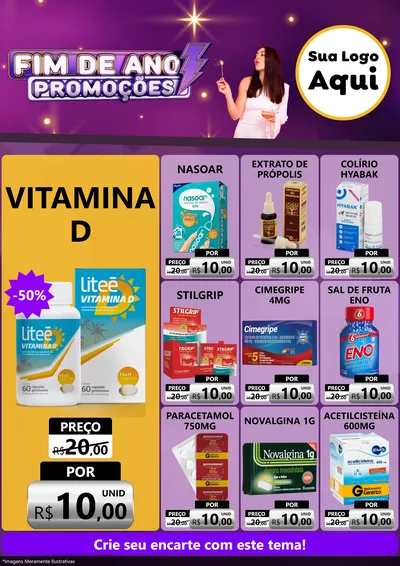 Modelo de Encarte para Encarte A4 Vertical com o tema Fim de Ano Promoções para Farmácia
