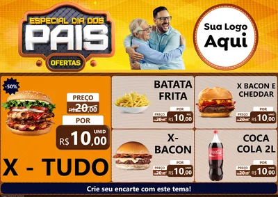Modelo de Encarte para Encarte A4 Horizontal com o tema Especial Dia dos Pais para Hamburgueria