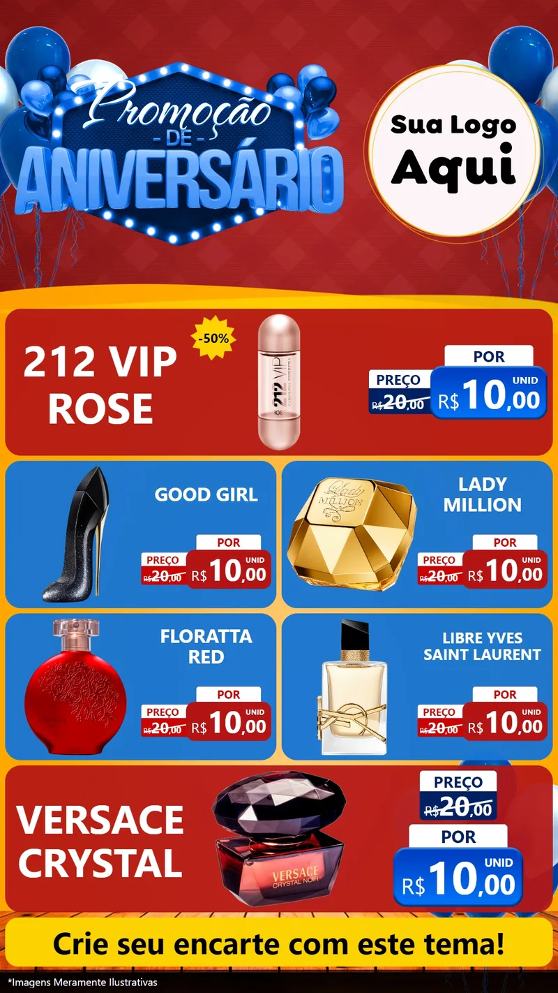 Modelo de TV para TV Vertical com o tema Promoção de Aniversário para Perfumes