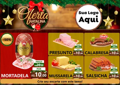 Modelo de Encarte para Encarte A4 Horizontal com o tema Ofertas Natalina para Frios e Laticínios