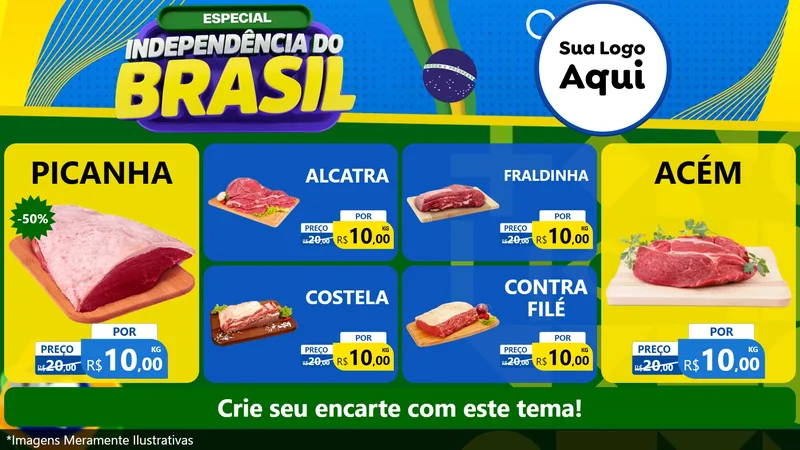 Modelo de TV para TV Horizontal com o tema Especial Independência do Brasil para Açougue