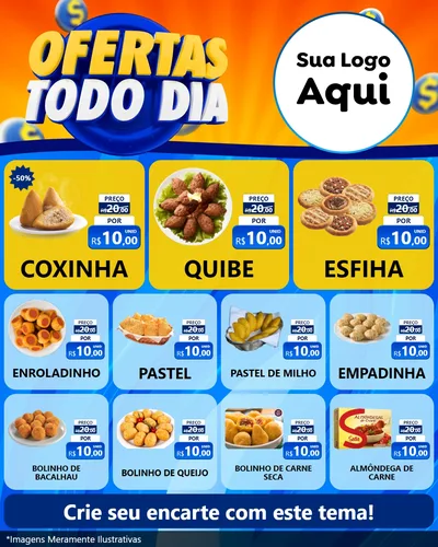 Modelo de Rede Social para Feed Instagram com o tema Ofertas Todo Dia para Salgadaria