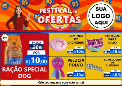 Modelo de Encarte para Encarte A4 Horizontal com o tema Festival de Ofertas para Pet Shop
