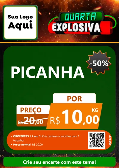 Modelo de Cartaz para Cartaz A4 Vertical com o tema Quarta Explosiva para Açougue