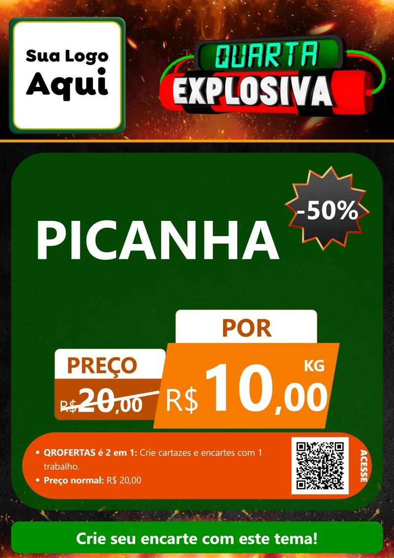 Modelo de Cartaz para Cartaz A4 Vertical com o tema Quarta Explosiva para Açougue