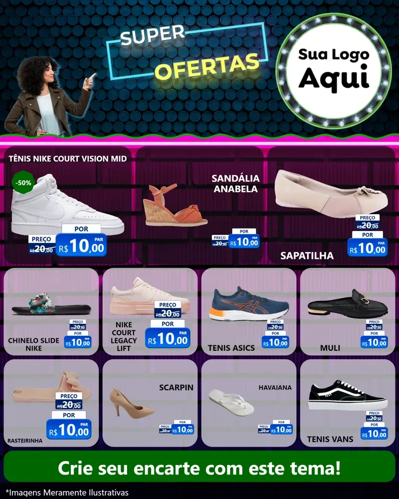 Modelo de Rede Social para Feed Instagram com o tema Super Ofertas para Calçados