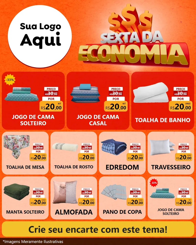Modelo de Rede Social para Feed Instagram com o tema Sexta da Economia para Cama, Mesa e Banho
