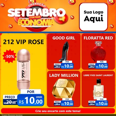 Modelo de Rede Social para Feed Facebook com o tema Operação Setembro Com Muita Economia para Perfumes