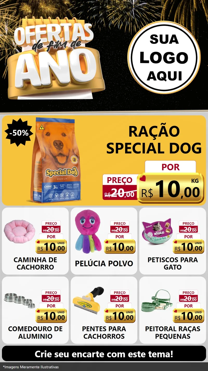 Modelo de Rede Social para Stories com o tema Ofertas de Fim de Ano para Pet Shop