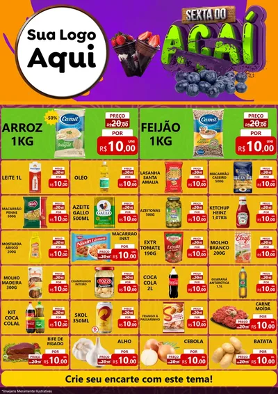 Modelo de Encarte para Encarte A4 Vertical com o tema Sexta do Açaí para Supermercado