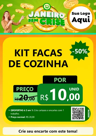 Modelo de Cartaz para Cartaz A4 Vertical com o tema Janeiro Sem Crise para Utilidades Domésticas