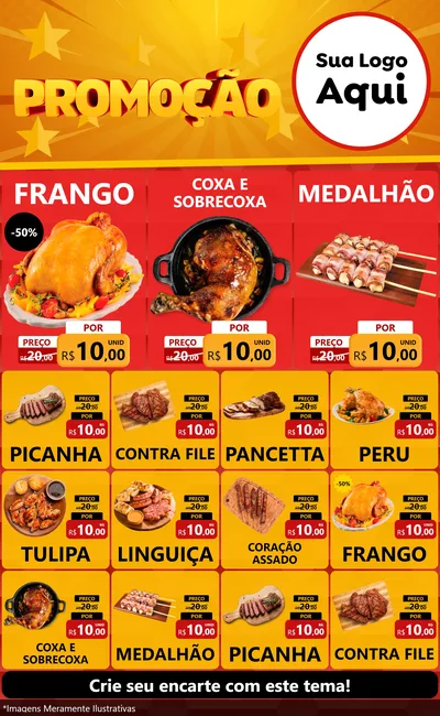 Modelo de Encarte para Encarte Grande com o tema Promoção para Assados