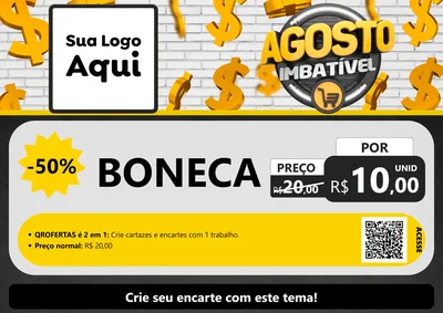 Modelo de Cartaz para Cartaz A4 Horizontal com o tema Agosto imbatível para Brinquedos