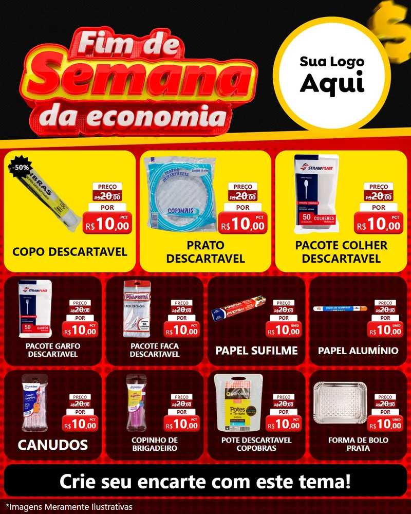 Modelo de Rede Social para Feed Instagram com o tema Fim de Semana da Economia para Embalagens